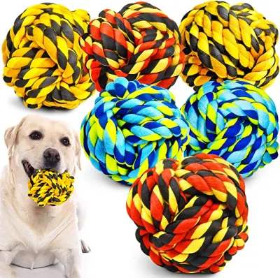 Aggressiver Hundezahnputz-Trainingsball aus Baumwollseil in verschiedenen Größen, zähes Hundespielzeug